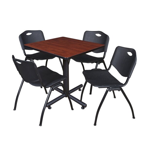 Kobe Square Tables > Breakroom Tables > Kobe Square Table & Chair Sets, Wood|Metal|Plastic Top, Cherry - TKB3030CH47BK
