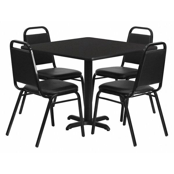 Flash Furniture Square Laminate Table, 36" W, 36" L, 30" H, Laminate Top, Wood Grain - HDBF1009-GG