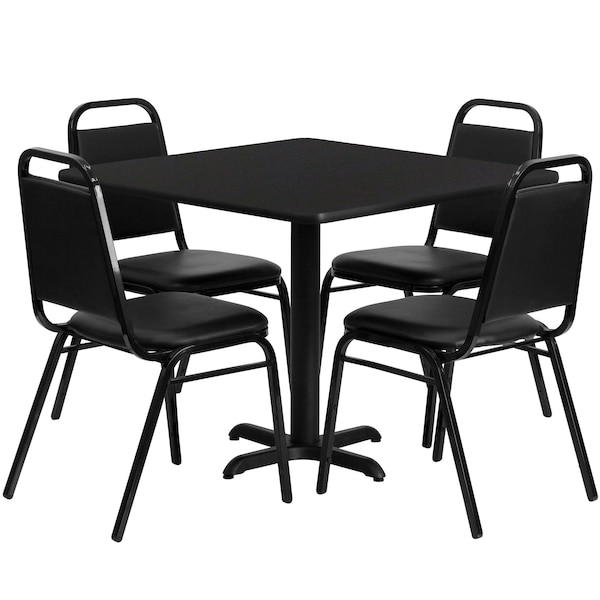 Flash Furniture Square Laminate Table, 36" W, 36" L, 30" H, Laminate Top, Wood Grain - HDBF1009-GG