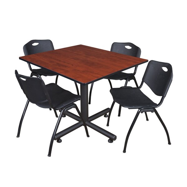 Kobe Square Tables > Breakroom Tables > Kobe Square Table & Chair Sets, Wood|Metal|Plastic Top, Cherry - TKB4848CH47BK