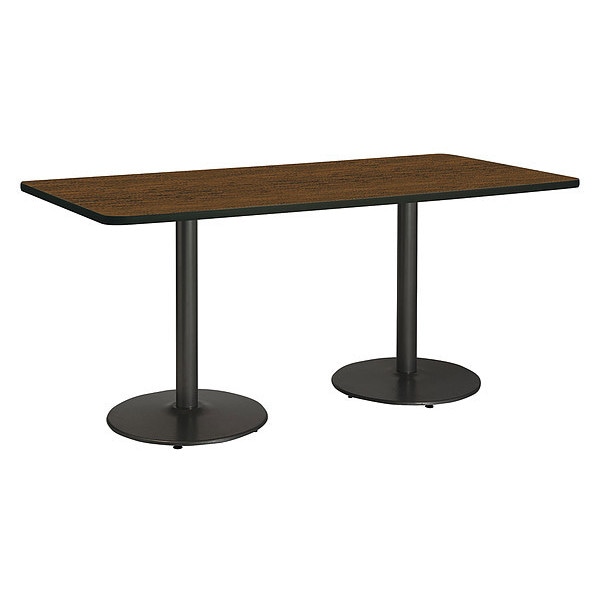 Kfi Rectangle KFI Mode 42" x 96" Conference Table with Walnut Top, Round Black Base, Bistro Height - T4296-B1922-BK-WL-31