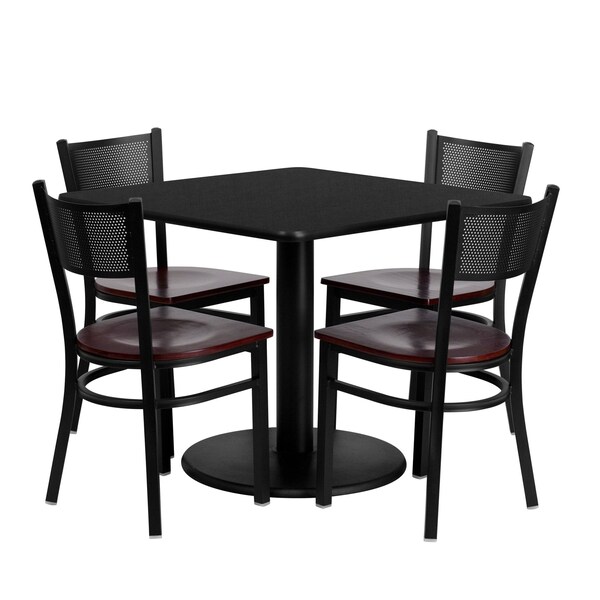 Flash Furniture Square Laminate Table, 36" W, 36" L, 30" H, Laminate Top, Wood Grain - MD-0008-GG