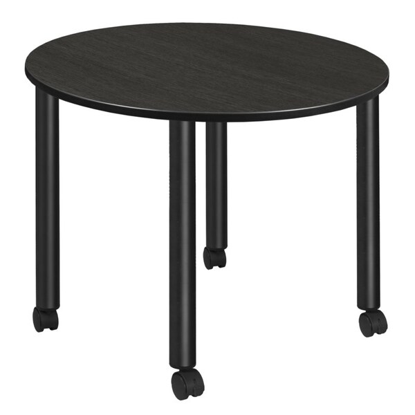 Regency Kee Mobile Tables, 48 W, 48 L, 29 H, Wood, Metal Top, Ash Grey - TBMC48RNDAGBK