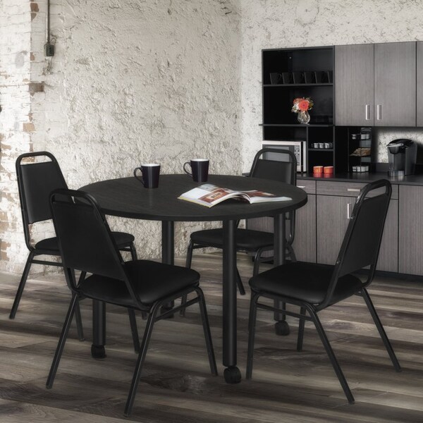 Regency Kee Mobile Tables, 48 W, 48 L, 29 H, Wood, Metal Top, Ash Grey - TBMC48RNDAGBK