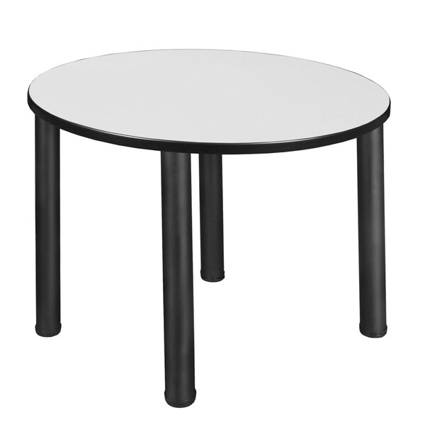 Regency Kee Square & Round Tables, 36 W, 36 L, 29 H, Wood, Metal Top, White - TB36RNDWHBPBK