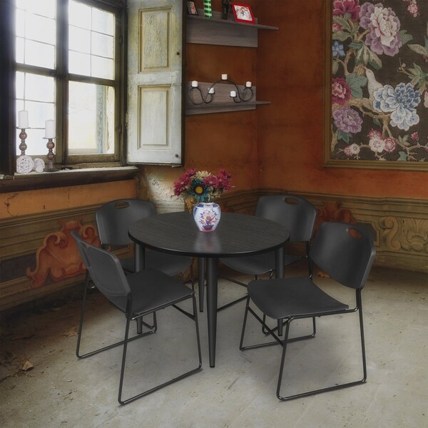 Regency Kahlo Round Table & Chair Sets, 42 W, 42 L, 29 H, Wood, Metal, Polypropylene Top, Ash Grey - TPL42RNDAGBK44BK