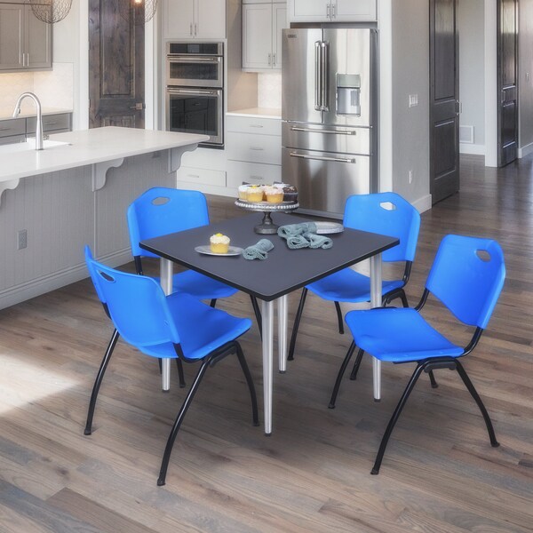 Regency Kahlo Square Table & Chair Sets, 48 W, 48 L, 29 H, Wood, Metal, Plastic Top, Grey - TPL4848GYCM47BE