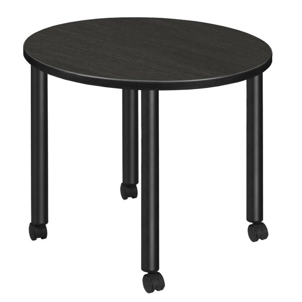 Regency Kee Mobile Tables, 30 W, 30 L, 29 H, Wood, Metal Top, Ash Grey - TBMC30RNDAGBK