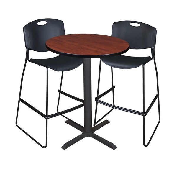 Cain Round Tables > Breakroom Tables > Cain CafÃ© Table & Chair Sets, 30 W, 30 L, 42 H, Cherry - TCB30RNDCH4495BK
