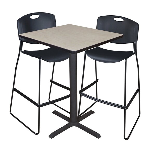 Cain Square Tables > Breakroom Tables > Cain CafÃ© Table & Chair Sets, 30 W, 30 L, 42 H, Maple - TCB3030PL4495BK