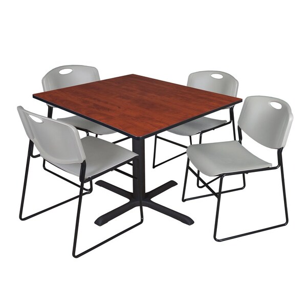 Cain Square Tables > Breakroom Tables > Cain Square Table & Chair Sets, Wood|Metal|Polypropylene Top - TB4848CH44GY