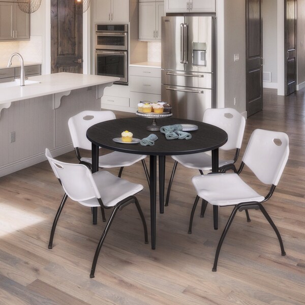Regency Kahlo Round Table & Chair Sets, 48 W, 48 L, 29 H, Wood, Metal, Plastic Top, Ash Grey - TPL48RNDAGBK47GY