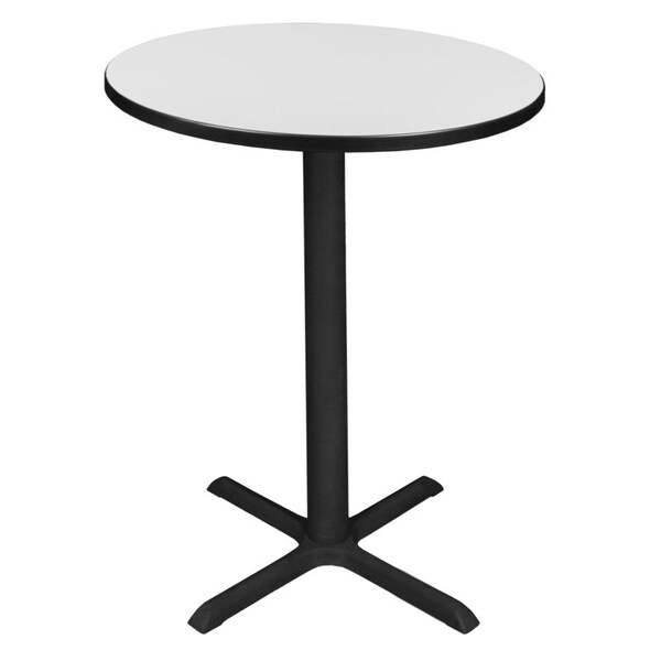 Regency Cain Cafe Tables, 30 W, 30 L, 42 H, Wood, Metal Top, White - TCB30RNDWH