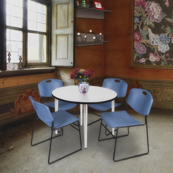 Regency Kahlo Round Table & Chair Sets, 36 W, 36 L, 29 H, Wood, Metal, Polypropylene Top, White - TPL36RNDWHCM44BE