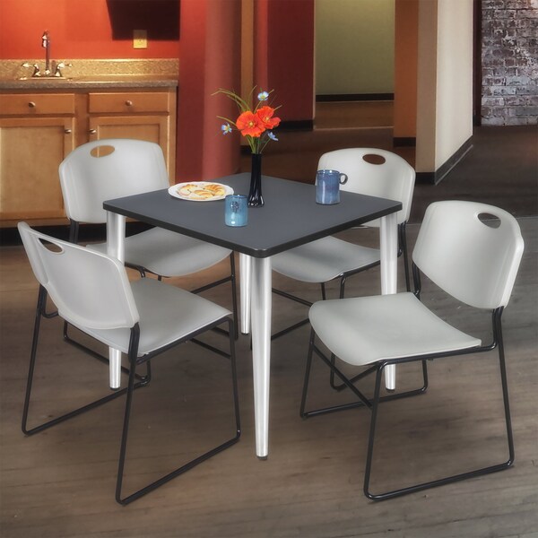 Regency Kahlo Square Table & Chair Sets, 36 W, 36 L, 29 H, Wood, Metal, Polypropylene Top, Grey - TPL3636GYCM44GY