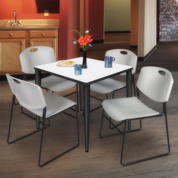 Regency Kahlo Square Table & Chair Sets, 30 W, 30 L, 29 H, Wood, Metal, Polypropylene Top, White - TPL3030WHBK44GY