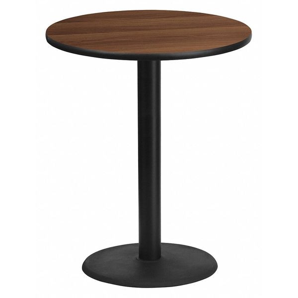 Flash Furniture Round Walnut Lmnt Table Top, Round w/Base, 36", 36" W, 36" L, 43.125" H, Laminate Top, Wood Grain - XU-RD-36-WALTB-TR24B-GG