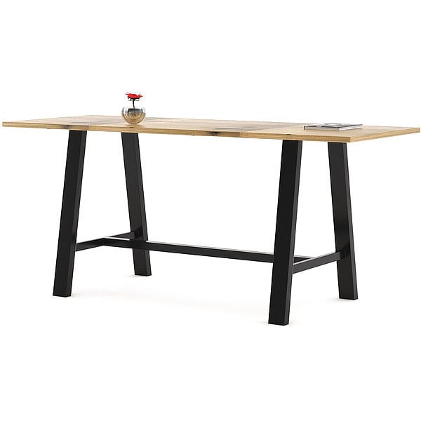 Kfi Round KFI Urban Loft 42" Round Top Breakroom Table, Natural Finish, Round Black Base, Bistro Height - T42RD-B1922BK-38-LFT-NA