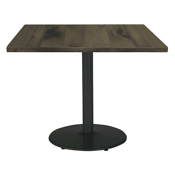 Kfi Square Wood Table, Barnwood/Black, 42"x42"x29", 42" W, 42" L, 29" (Cafe Height) H, Wood Top, Barnwood - T42SQ-B1922BK-LFT-BN