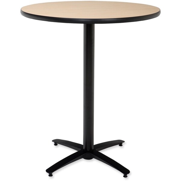 Kfi Round KFI 36in Natural Breakroom Table with Arched X Base, HPL Top, Natural - T36RD-B2125-38-NA