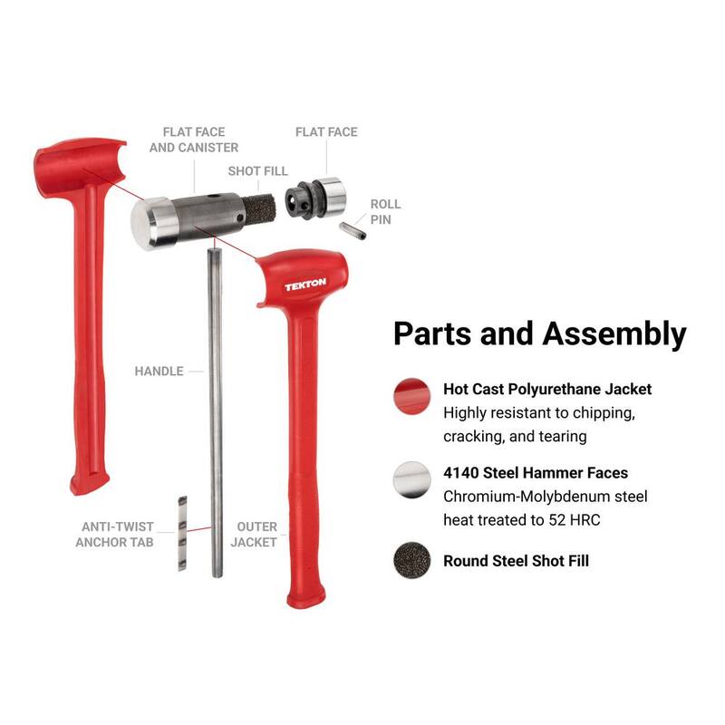 TEKTON Flat Steel Face Dead Blow Hammer Set, 5-Piece (26,36,43,47,50 oz.) - HDB94002