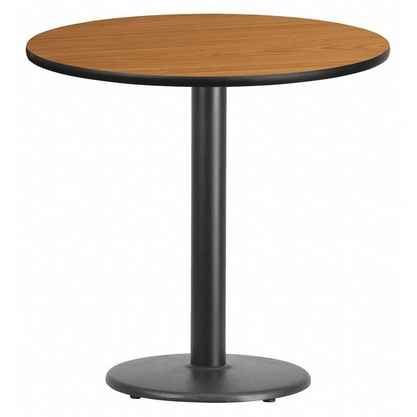 Flash Furniture Round Natural Laminate Table, 30" W, 30" L, 31.125" H, Laminate Top, Wood Grain - XU-RD-30-NATTB-TR18-GG