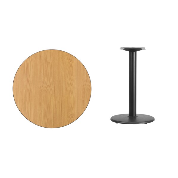 Flash Furniture Round Natural Laminate Table, 30" W, 30" L, 31.125" H, Laminate Top, Wood Grain - XU-RD-30-NATTB-TR18-GG