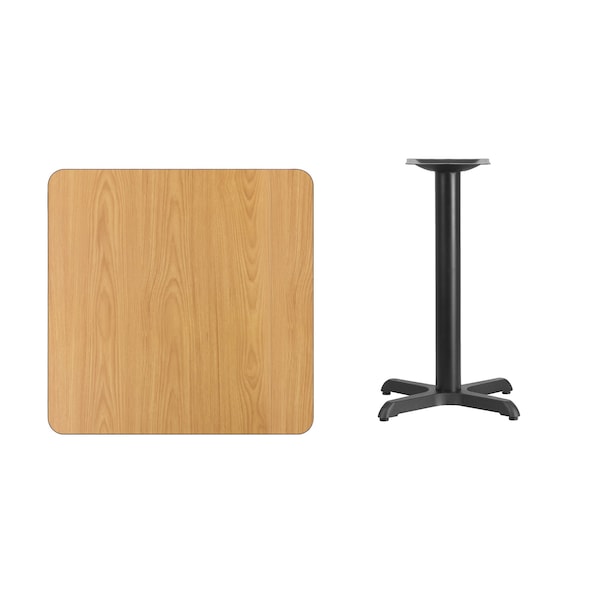 Flash Furniture Square Natural Laminate Table, 30" W, 30" L, 31.125" H, Laminate Top, Wood Grain - XU-NATTB-3030-T2222-GG