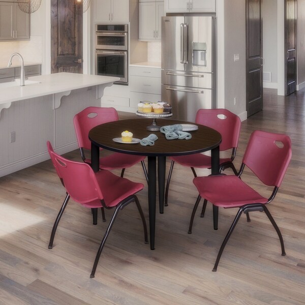 Regency Round Kahlo Breakroom Table, 36 in W, 36 in L, Neo Walnut - TPL36RNDNWBK