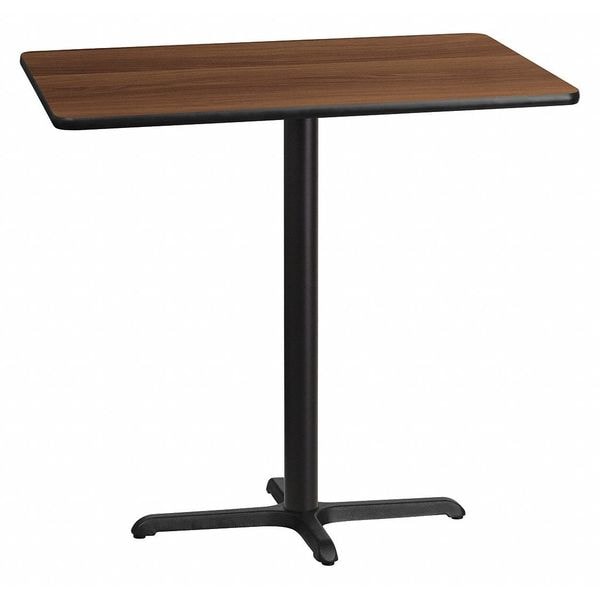Flash Furniture Rectangle Walnut Table, Rectangle w/X-Base, 30"x42", 30" W, 42" L, 43.125" H, Laminate Top - XU-WALTB-3042-T2230B-GG