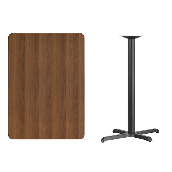Flash Furniture Rectangle Walnut Table, Rectangle w/X-Base, 30"x42", 30" W, 42" L, 43.125" H, Laminate Top - XU-WALTB-3042-T2230B-GG