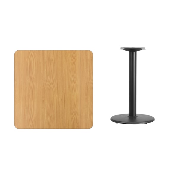 Flash Furniture Square Natural Laminate Table, 30" W, 30" L, 31.125" H, Laminate Top, Wood Grain - XU-NATTB-3030-TR18-GG