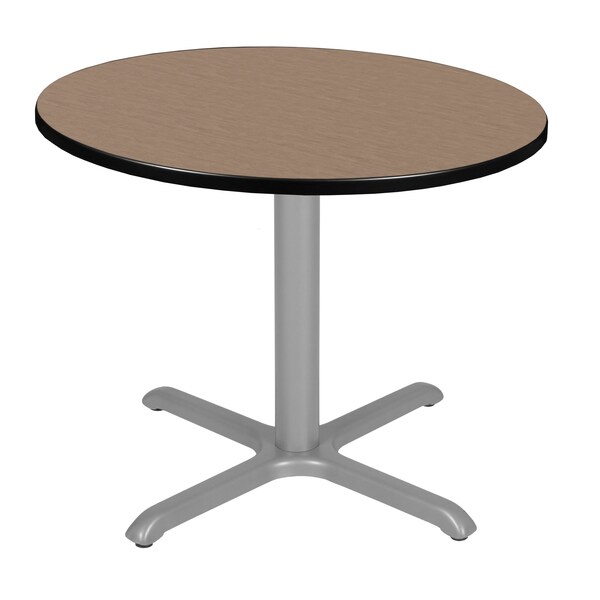 Regency Round Cain Medium X-Base Breakroom Table, 36 in W, 36 in L, Noble Oak - TB36RNDNOGY