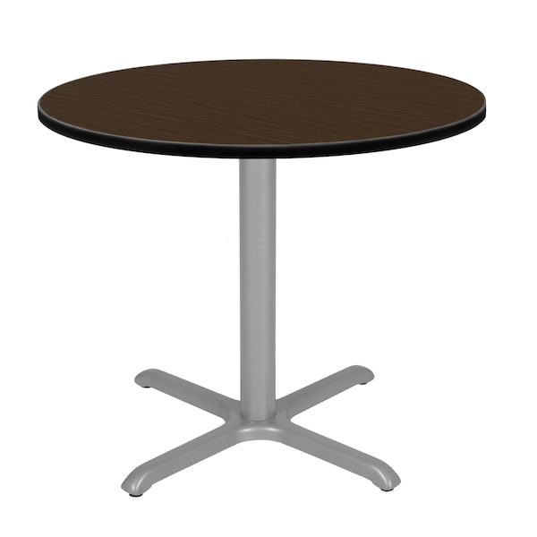 Regency Round Cain Small X-Base Breakroom Table, 30 in W, 30 in L, Neo Walnut - TB30RNDNWGY