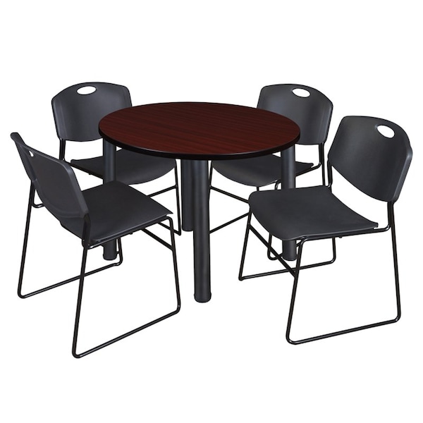 Regency Round Tables > Breakroom Tables > Kee Round Table & Chair Sets, Wood|Metal|Polypropylene Top - TB36RNDMHBPBK44BK
