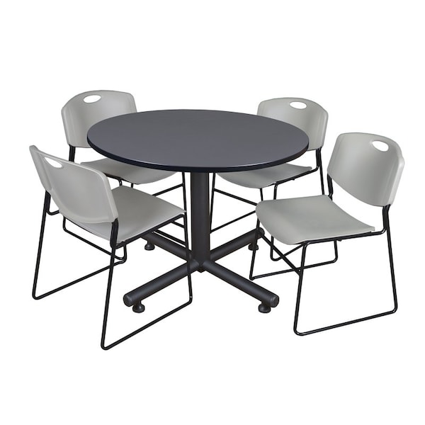 Kobe Round Tables > Breakroom Tables > Kobe Round Table & Chair Sets, Wood|Metal|Polypropylene Top, Grey - TKB48RNDGY44GY
