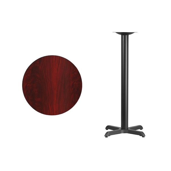 Flash Furniture Round Mahogany Laminate Table w/Rnd Base, 24", 24" W, 24" L, 43.125" H, Mahogany - XU-RD-24-MAHTB-T2222B-GG