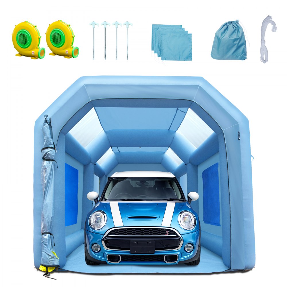 VEVOR Inflatable Paint Booth, 20x10x8ft Inflatable Spray Booth, High Powerful 480W+750W Blowers Spray Booth Tent, Car Paint Tent Air Filter System for Car Parking Tent Workstation Motorcycle Garage - CQSPQFLSS2010Y97FV1