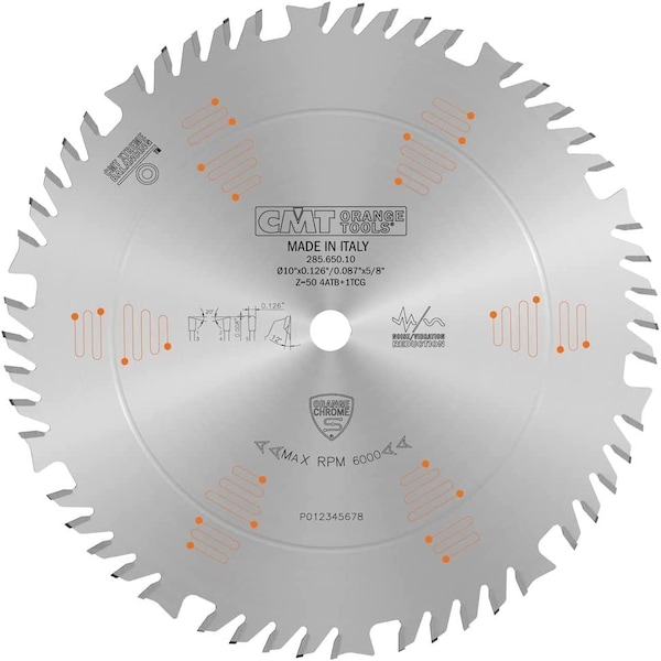 Cmt Orange Chrome Combination Blade 10" x T50 ATB+TCG - 285.650.10