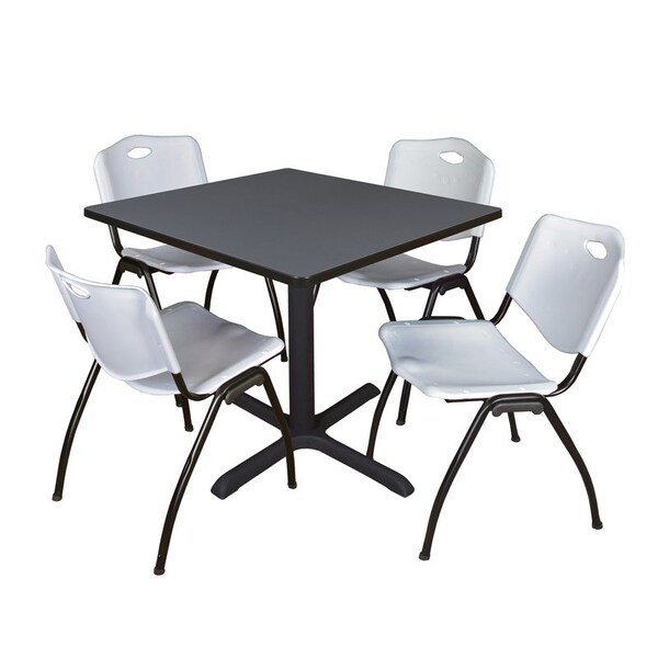 Cain Square Tables > Breakroom Tables > Cain Square Table & Chair Sets, Wood|Metal|Plastic Top, Grey - TB4242GY47GY