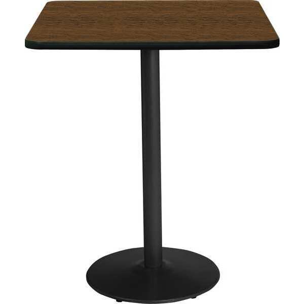 Kfi Square KFI 42" Square Breakroom Table with Walnut Top, Round Black Base, Bistro Height, 42 W, 42 L - T42SQ-B1922-BK-WL-38