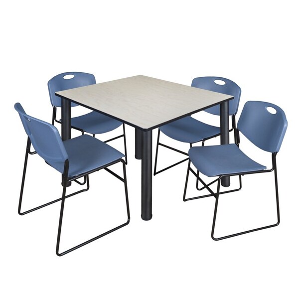 Regency Square Tables > Breakroom Tables > Kee Square Table & Chair Sets, Wood|Metal|Polypropylene Top - TB4848PLBPBK44BE