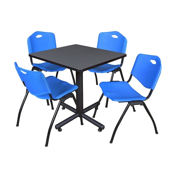 Kobe Square Tables > Breakroom Tables > Kobe Square Table & Chair Sets, Wood|Metal|Plastic Top, Grey - TKB3030GY47BE