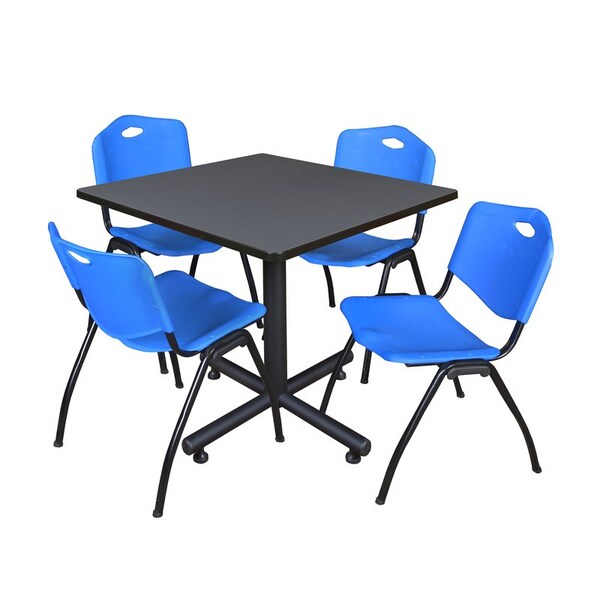 Kobe Square Tables > Breakroom Tables > Kobe Square Table & Chair Sets, Wood|Metal|Plastic Top, Grey - TKB4242GY47BE