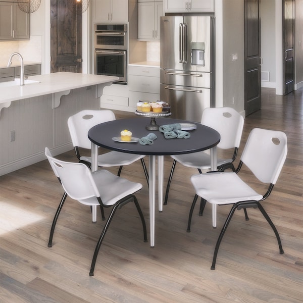 Regency Kahlo Round Table & Chair Sets, 42 W, 42 L, 29 H, Wood, Metal, Plastic Top, Grey - TPL42RNDGYCM47GY