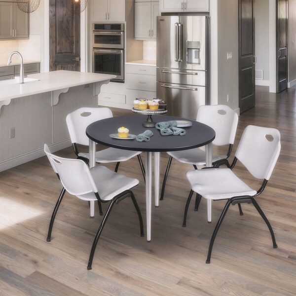 Regency Kahlo Round Table & Chair Sets, 42 W, 42 L, 29 H, Wood, Metal, Plastic Top, Grey - TPL42RNDGYCM47GY