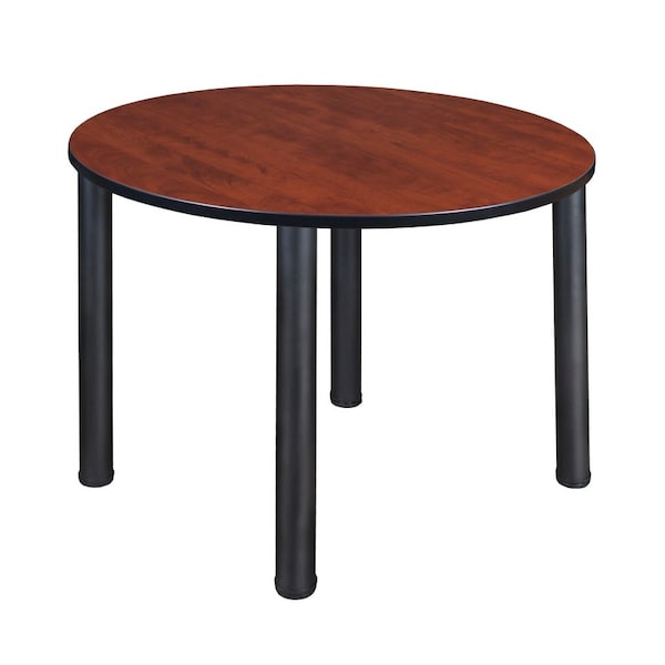 Kee Tables > Breakroom Tables > Kee Square & Round Tables, 48 W, 48 L, 29 H, Wood|Metal Top, Cherry - TB48RNDCHBPBK