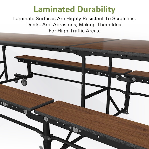 Palmer Hamilton Rectangle Cafeteria Bench Table, 145 in W, 27 in H, Montana Walnut - 19F18273012MWTB