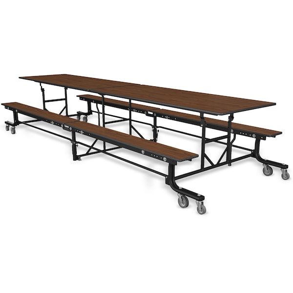 Palmer Hamilton Rectangle Cafeteria Bench Table, 145 in W, 27 in H, Montana Walnut - 19F18273012MWTB