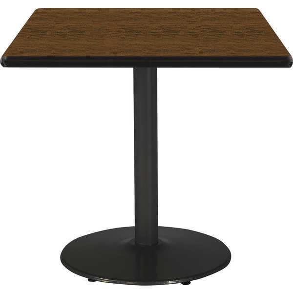 Kfi Square KFI 36" Square Breakroom Table with Walnut Top, Round Black Base, 36 W, 36 L, 29 H, Walnut - T36SQ-B1922-BK-WL